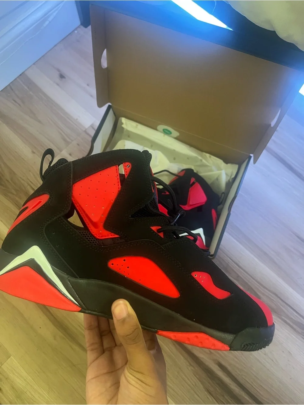 Jordan Men's Black and Red High-Top Sneakers